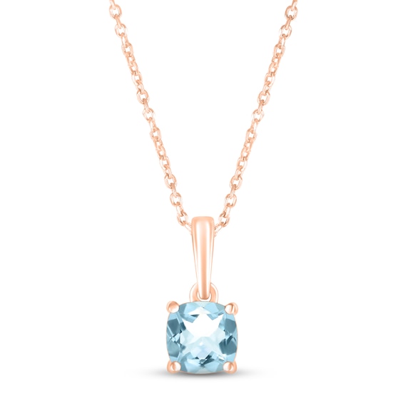 Aquamarine Birthstone Necklace 10K Rose Gold 18