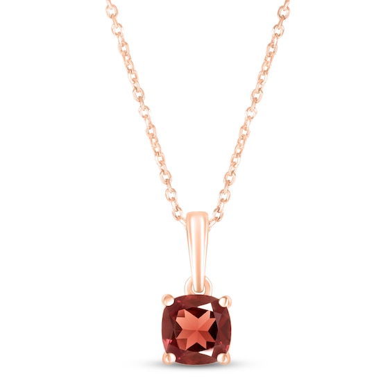 Garnet Birthstone Necklace 10K Rose Gold 18