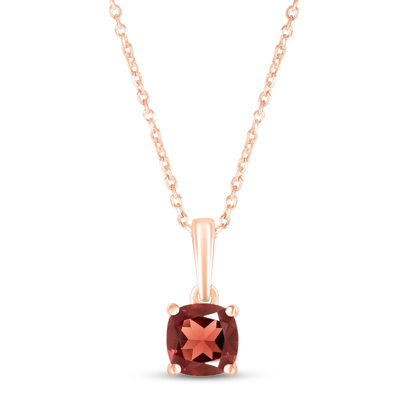 Garnet Birthstone Necklace 10K Rose Gold 18"