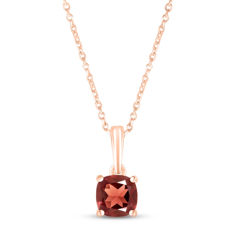 Main Image 1 of Garnet Birthstone Necklace 10K Rose Gold 18&quot;