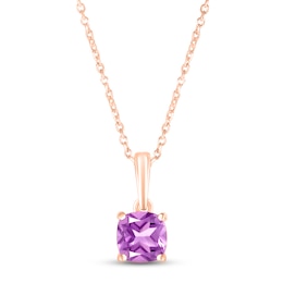 Amethyst Birthstone Necklace 10K Rose Gold 18"