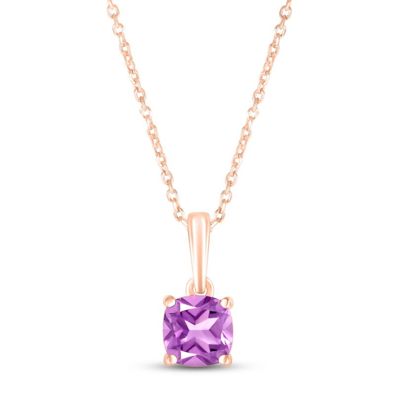 Main Image 1 of Amethyst Birthstone Necklace 10K Rose Gold 18&quot;