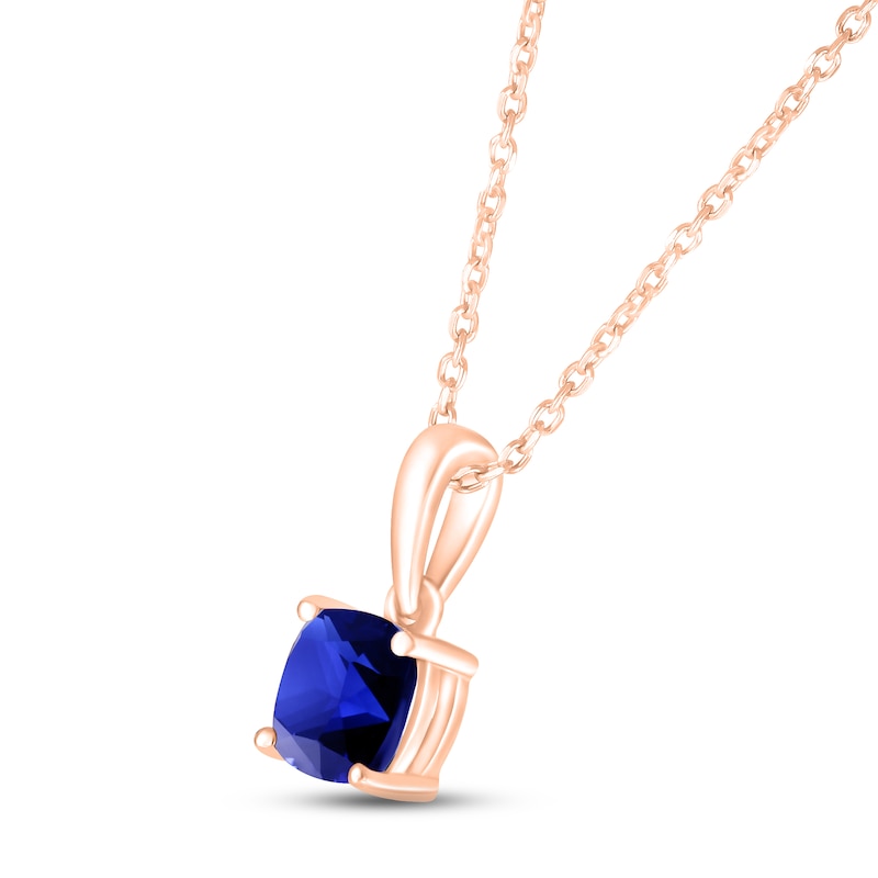 Blue Lab-Created Sapphire Birthstone Necklace 10K Rose Gold 18"