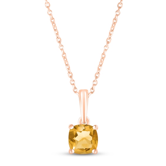 Citrine Birthstone Necklace 10K Rose Gold 18