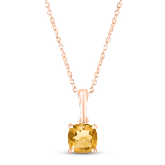 Citrine Birthstone Necklace 10K Rose Gold 18"