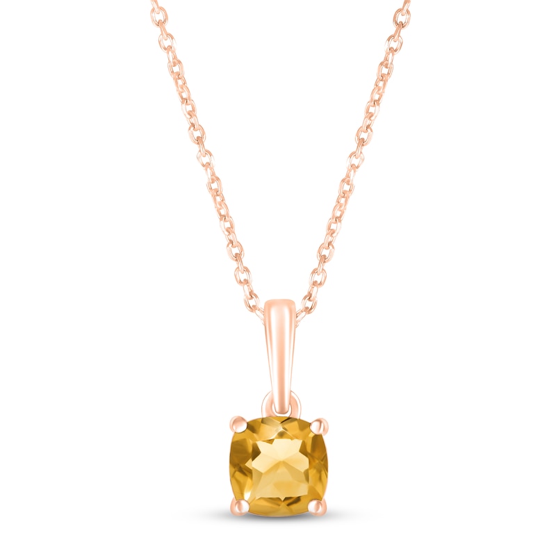 Main Image 1 of Citrine Birthstone Necklace 10K Rose Gold 18&quot;