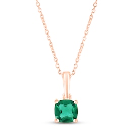 Lab-Created Emerald Birthstone Necklace 10K Rose Gold 18"