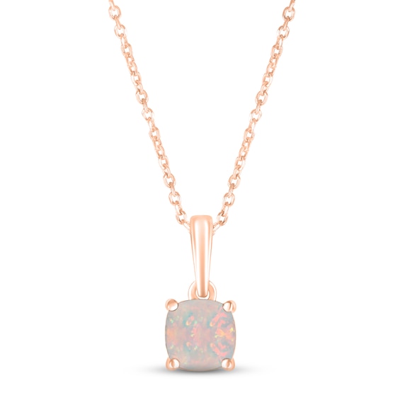 Lab-Created Opal Birthstone Necklace 10K Rose Gold 18"