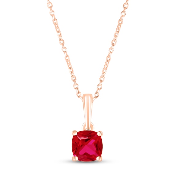 Lab-Created Ruby Birthstone Necklace 10K Rose Gold 18