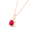Thumbnail Image 2 of Lab-Created Ruby Birthstone Necklace 10K Rose Gold 18"