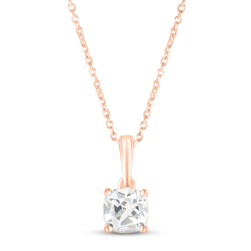 White Lab-Created Sapphire Birthstone Necklace 10K Rose Gold 18"