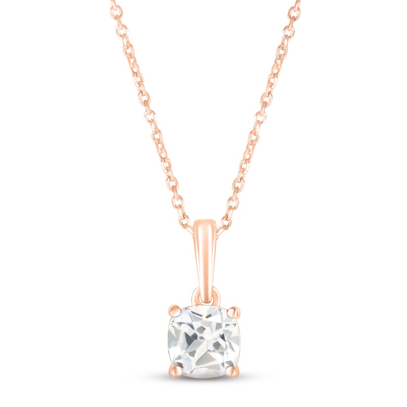 Main Image 1 of White Lab-Created Sapphire Birthstone Necklace 10K Rose Gold 18"