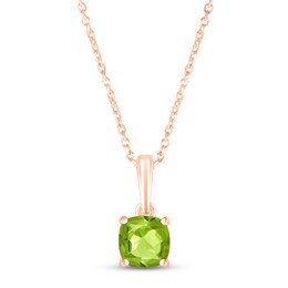 Peridot Birthstone Necklace 10K Rose Gold 18"