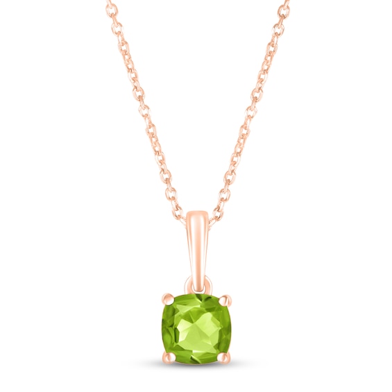 Peridot Birthstone Necklace 10K Rose Gold 18
