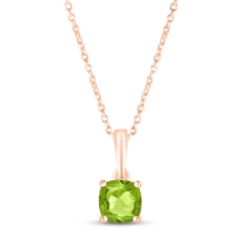 Main Image 1 of Peridot Birthstone Necklace 10K Rose Gold 18"