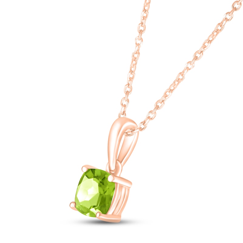 Main Image 2 of Peridot Birthstone Necklace 10K Rose Gold 18"