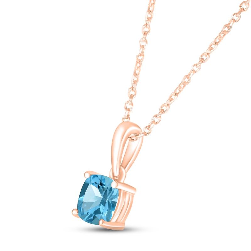 Main Image 2 of Swiss Blue Topaz Birthstone Necklace 10K Rose Gold 18"