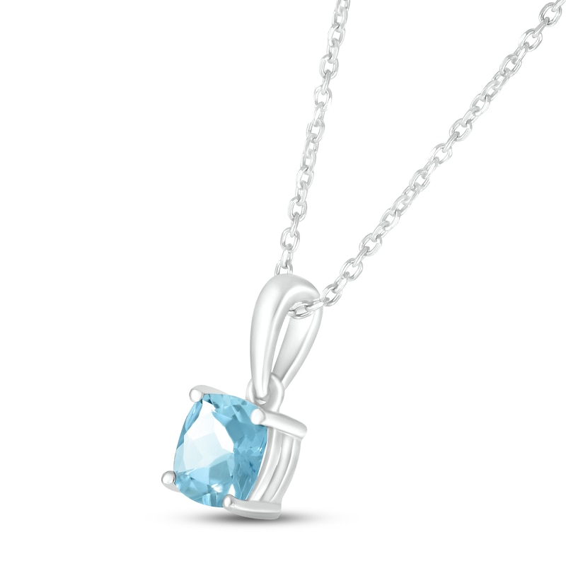 Aquamarine Birthstone Necklace 10K White Gold 18"