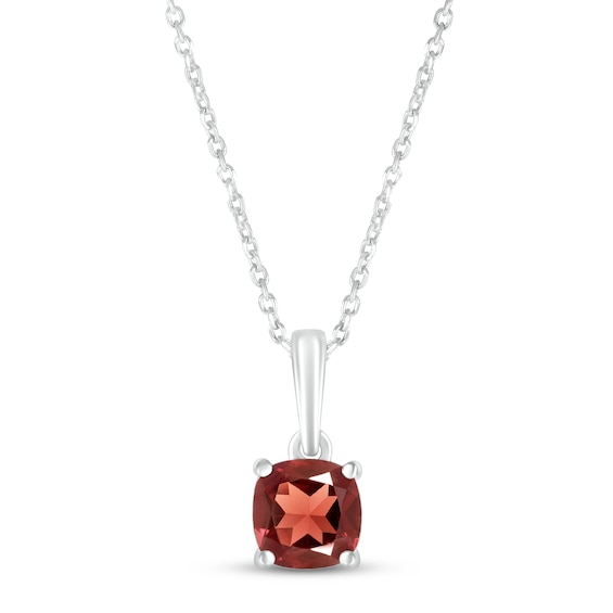 Garnet Birthstone Necklace 10K White Gold 18