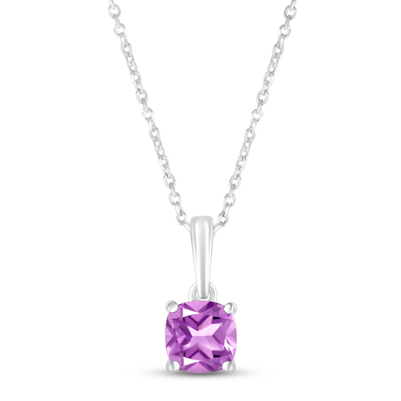 Main Image 1 of Amethyst Birthstone Necklace 10K White Gold 18&quot;