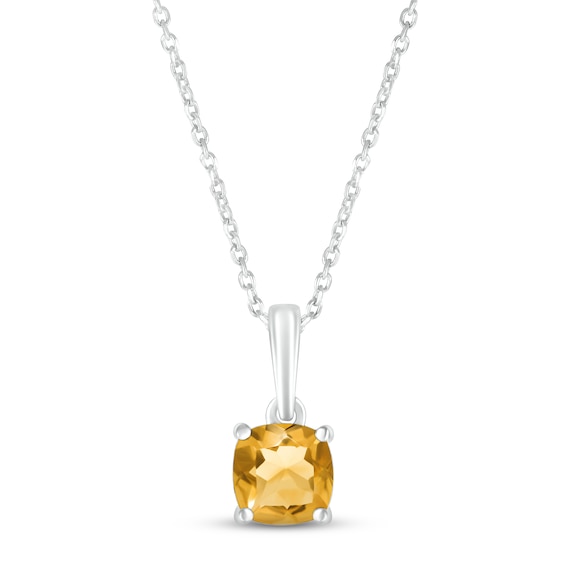 Citrine Birthstone Necklace 10K White Gold 18"