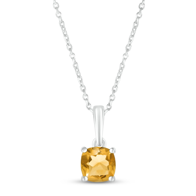 Main Image 1 of Citrine Birthstone Necklace 10K White Gold 18"