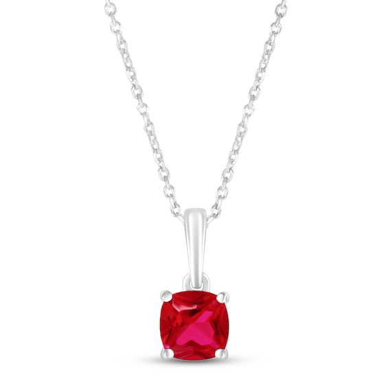 Lab-Created Ruby Birthstone Necklace 10K White Gold 18