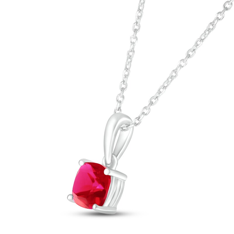 Main Image 2 of Lab-Created Ruby Birthstone Necklace 10K White Gold 18&quot;