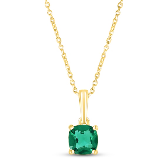 Lab-Created Emerald Birthstone Necklace 10K Gold 18