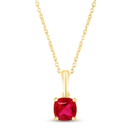 Lab-Created Ruby Birthstone Necklace 10K Yellow Gold 18"