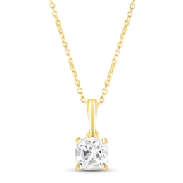 White Lab-Created Sapphire Birthstone Necklace 10K Yellow Gold 18"