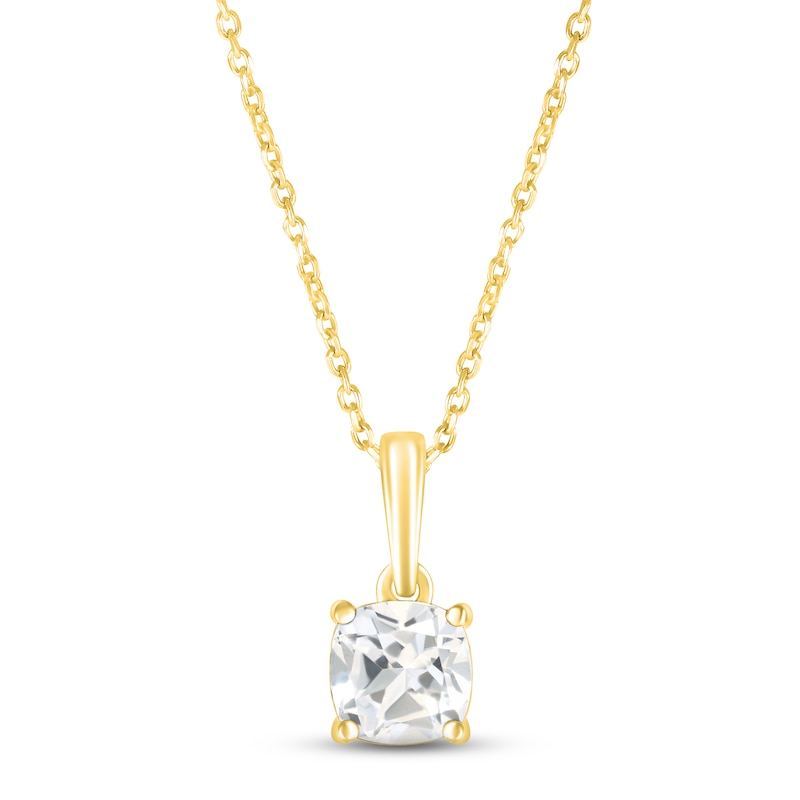 Main Image 1 of White Lab-Created Sapphire Birthstone Necklace 10K Yellow Gold 18&quot;