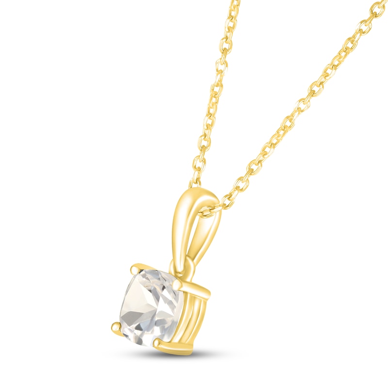 Main Image 2 of White Lab-Created Sapphire Birthstone Necklace 10K Yellow Gold 18&quot;