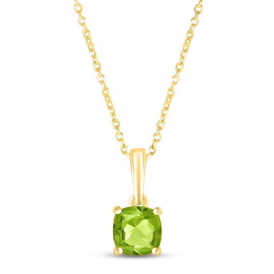 Peridot Birthstone Necklace 10K Yellow Gold 18"