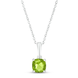 Peridot Birthstone Necklace 10K White Gold 18"