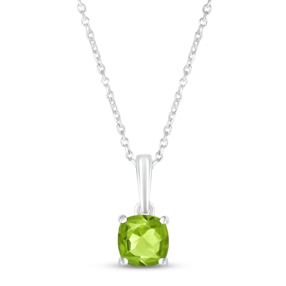 Peridot Birthstone Necklace 10K White Gold 18