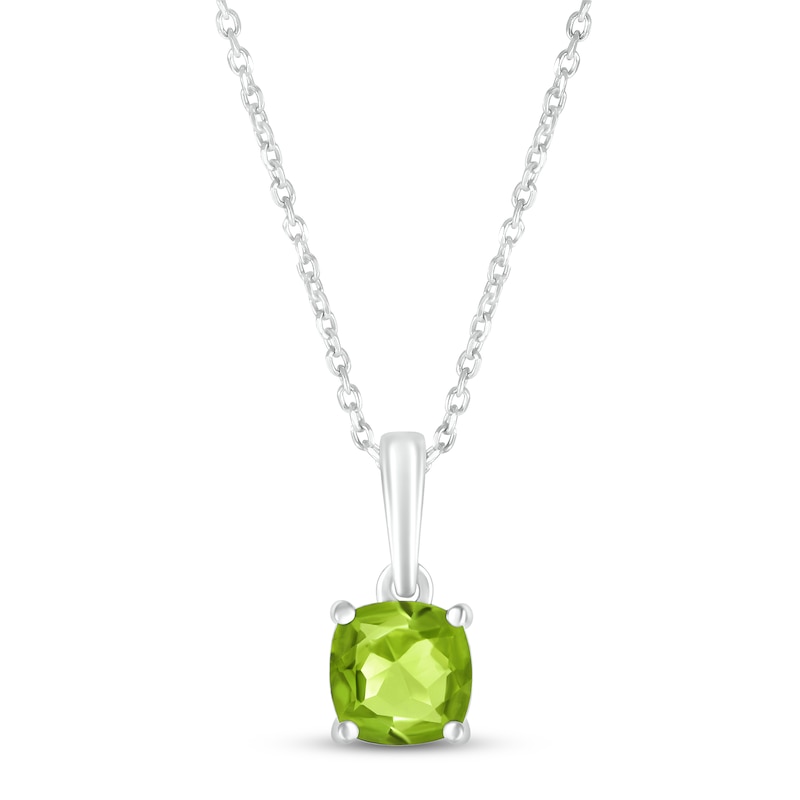 Main Image 1 of Peridot Birthstone Necklace 10K White Gold 18&quot;