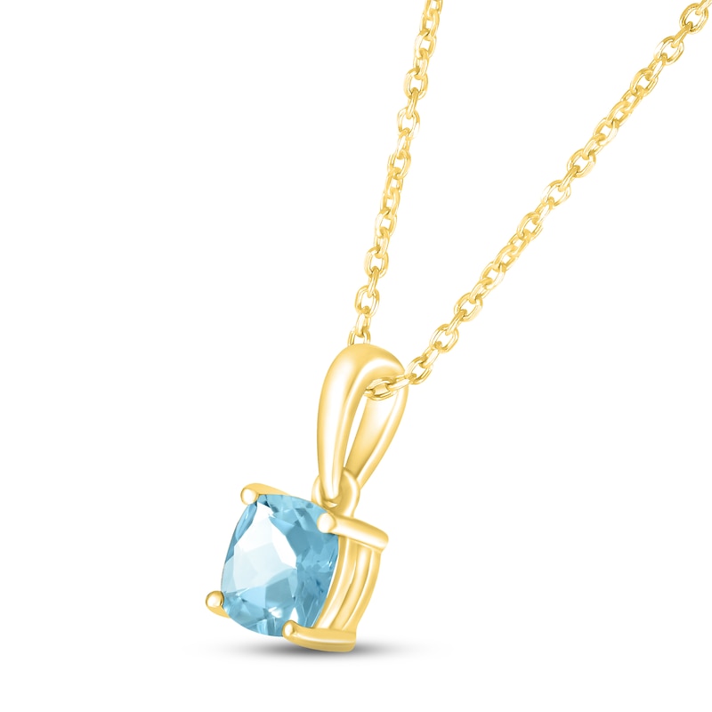 Aquamarine Birthstone Necklace 10K Yellow Gold 18"