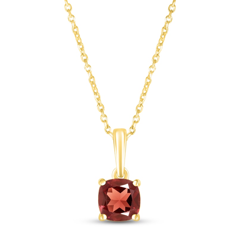 Main Image 1 of Garnet Birthstone Necklace 10K Yellow Gold 18&quot;