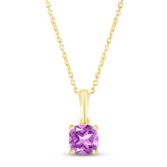 Amethyst Birthstone Necklace 10K Yellow Gold 18"