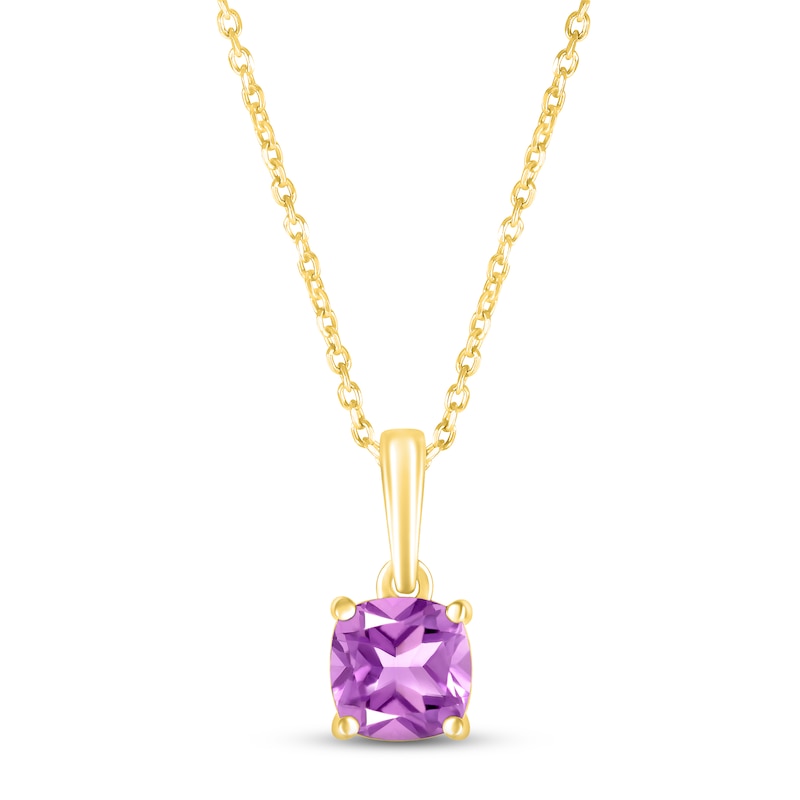 Amethyst Birthstone Necklace 10K Yellow Gold 18"