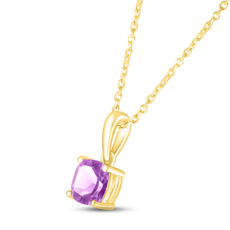 Amethyst Birthstone Necklace 10K Yellow Gold 18"