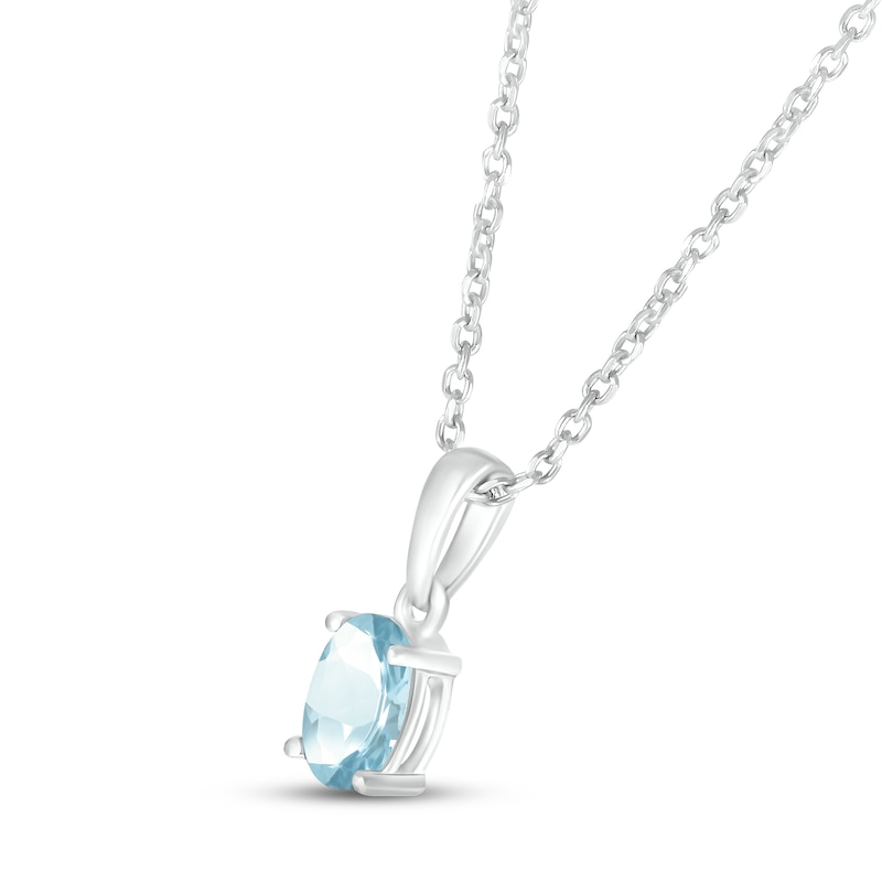 Aquamarine Birthstone Necklace Sterling Silver 18"