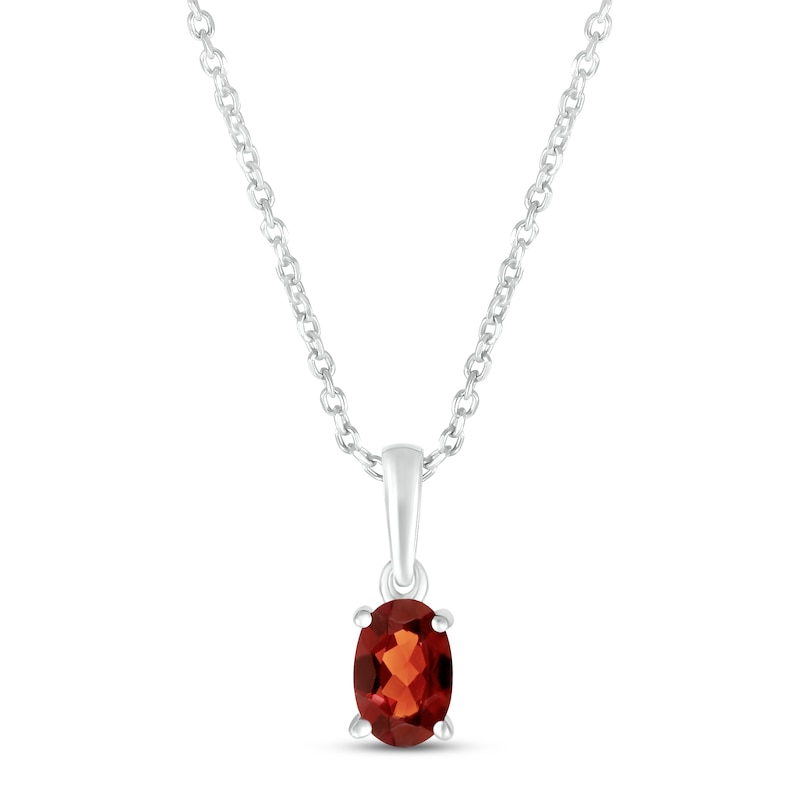 Main Image 1 of Garnet Birthstone Necklace Sterling Silver 18&quot;