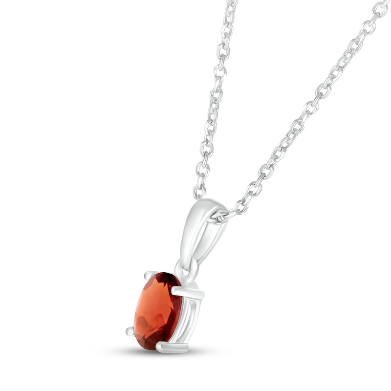 Main Image 2 of Garnet Birthstone Necklace Sterling Silver 18&quot;