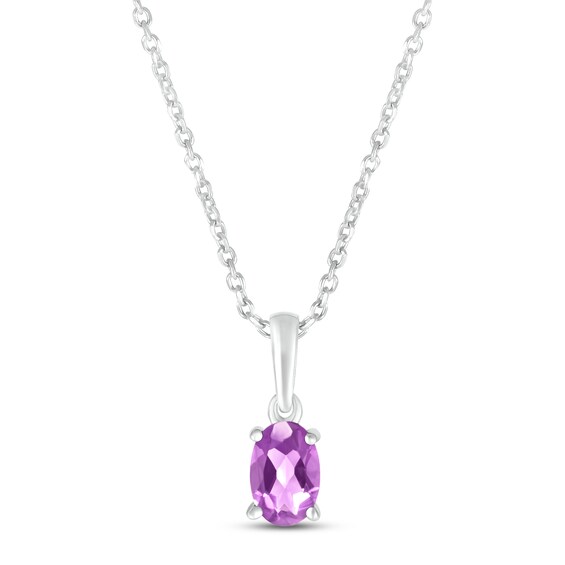 Amethyst Birthstone Necklace Sterling Silver 18"