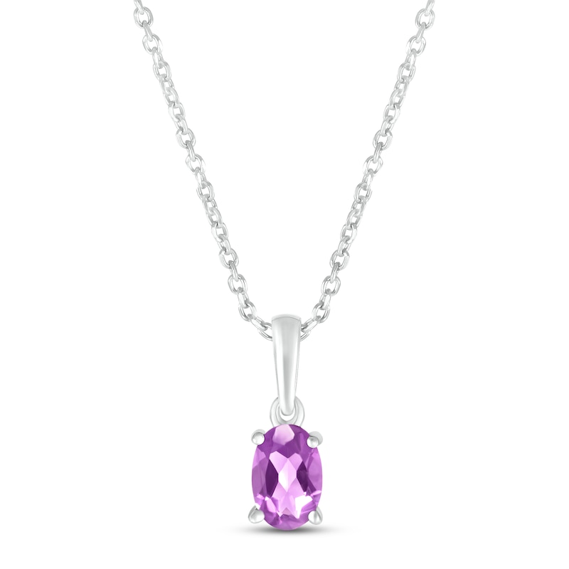 Main Image 1 of Amethyst Birthstone Necklace Sterling Silver 18&quot;
