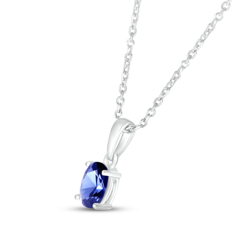 Main Image 2 of Blue Lab-Created Sapphire Birthstone Necklace Sterling Silver 18&quot;