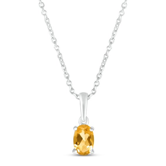 Citrine Birthstone Necklace Sterling Silver 18