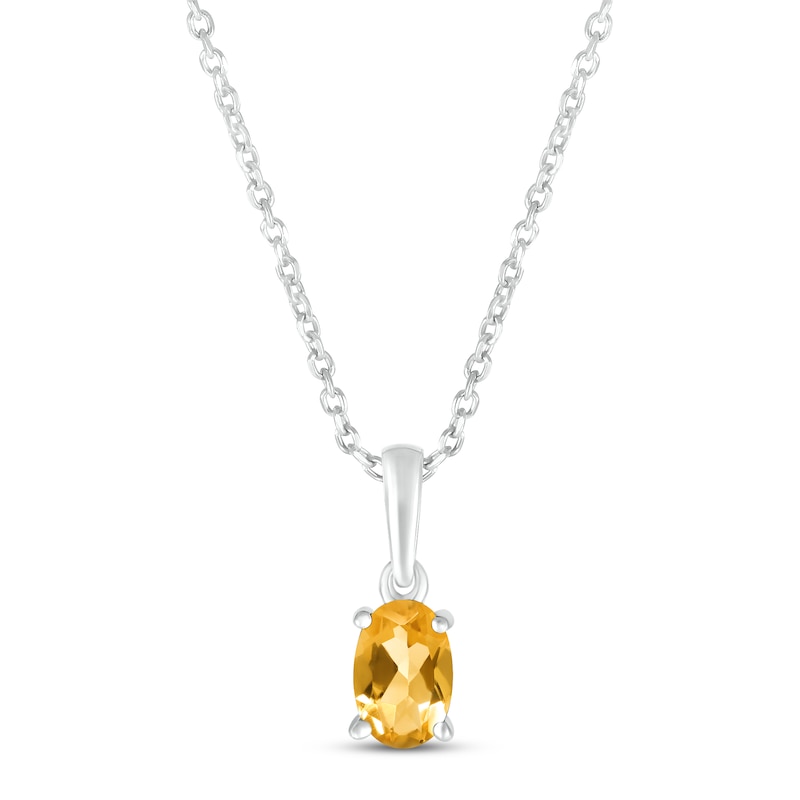 Main Image 1 of Citrine Birthstone Necklace Sterling Silver 18&quot;